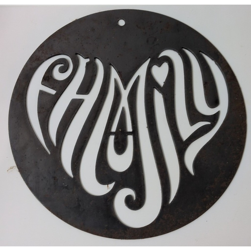 Unbranded Metal Family Wall Art Sign 12in Brown Good Rustic Heart Cutout Patina‎